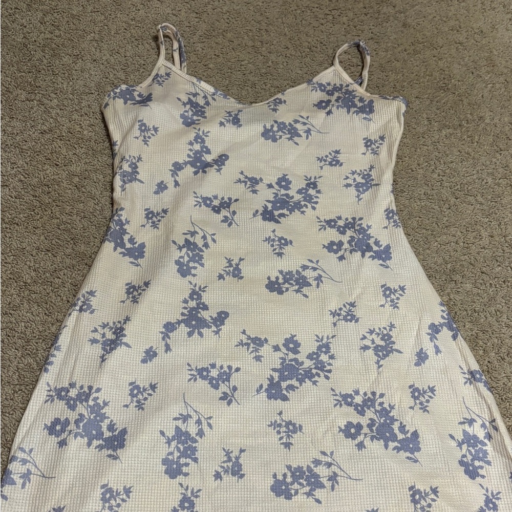 Cider White Dress with Light Blue Pattern